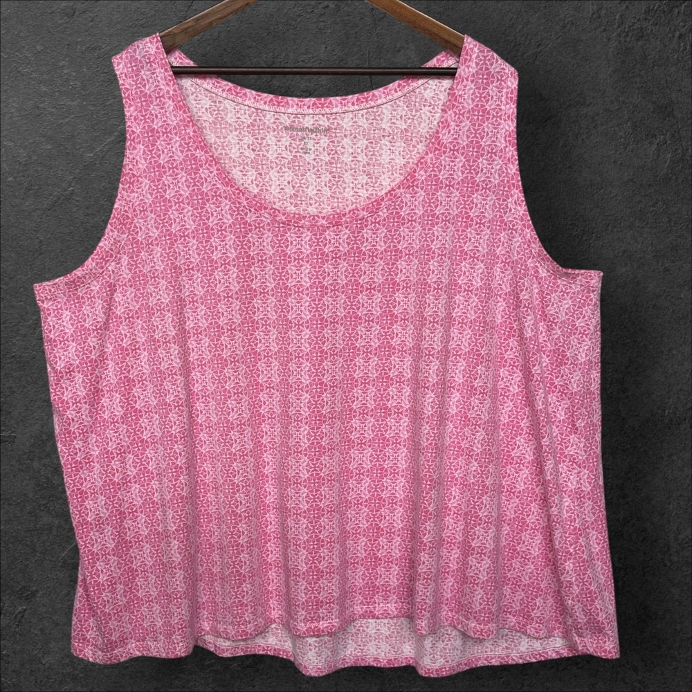 Woman Within 3X Pink Sleeveless Tank Top Geometric Print Plus Size Casual